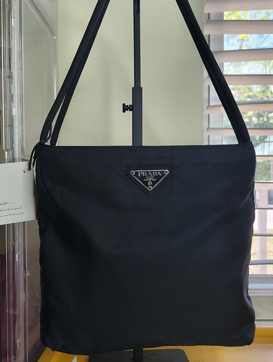Prada Handbags - Prada Black Nylon Tessuto Small Tote Bag - Vintage - COA Included - very clean